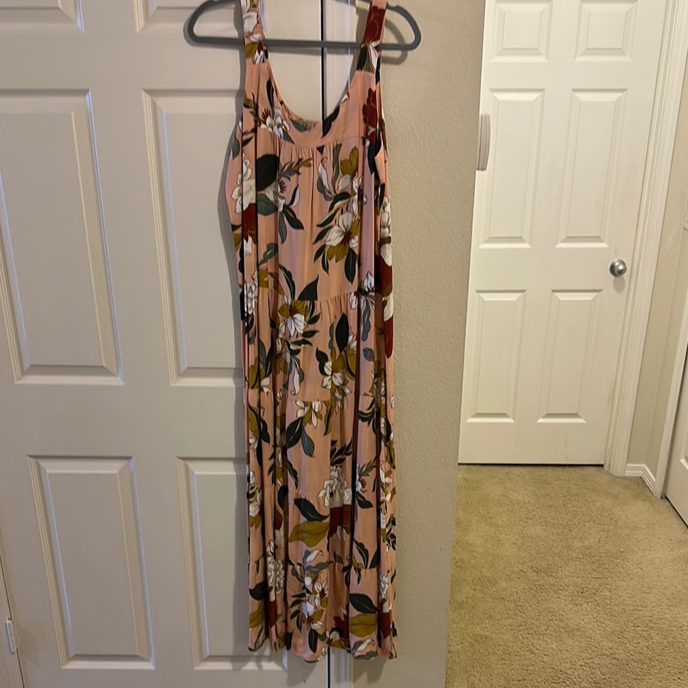 Orange Sleeveless Maxi Sundress Scoop Neck